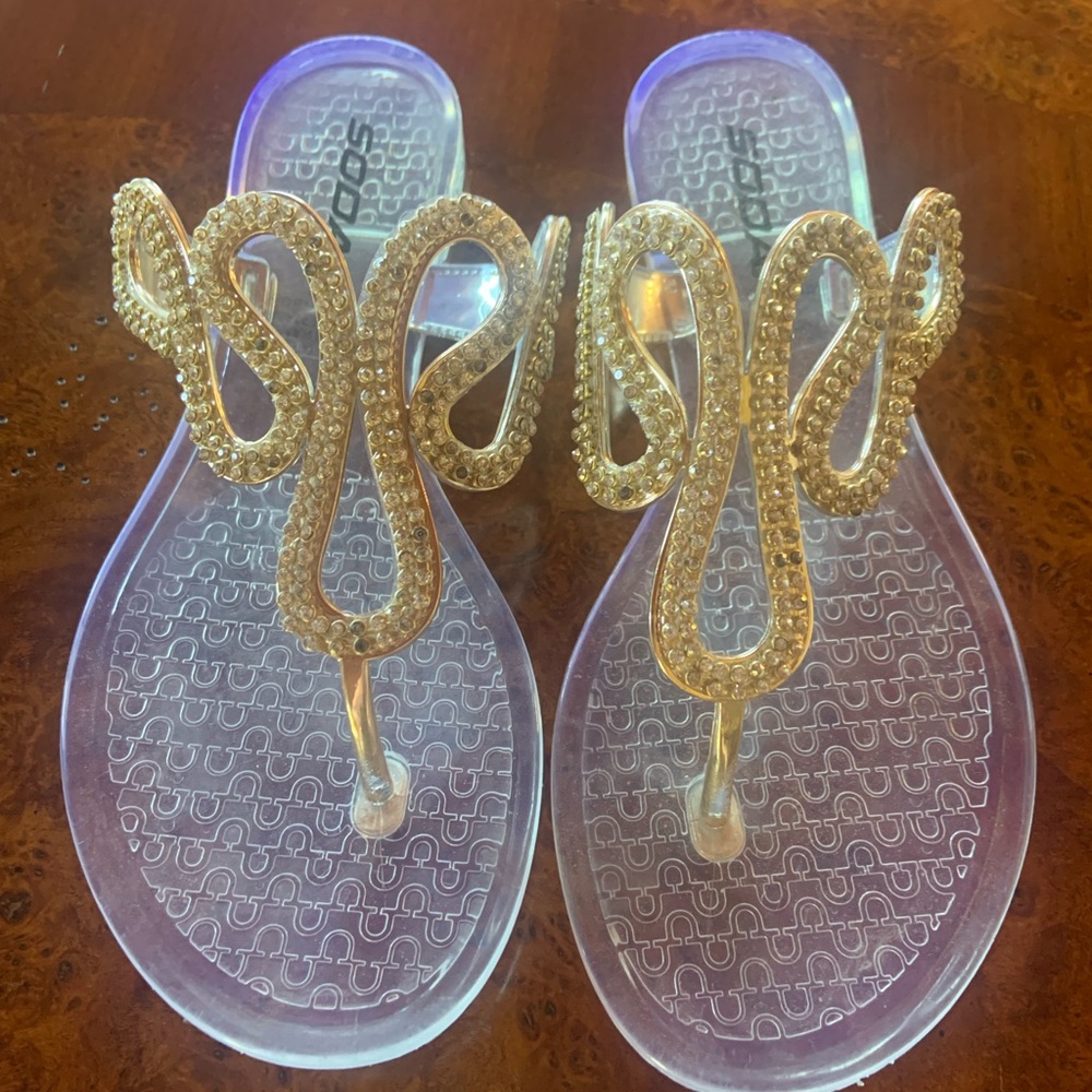 Soda bedazzled flip flops